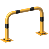 Anti-nudge hoop | flexible, tiltable | steel tube  76 mm | yellow / black | total width: 1000 mm | height above ground: 650 mm